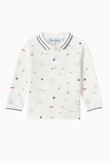 Railway Illustration Polo Shirt in Cotton