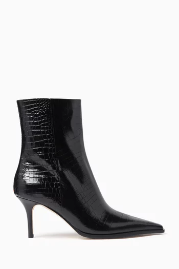 Hexi Boots in Croc-embossed Leather