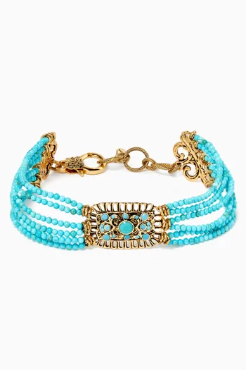 Aria Turquoise Choker Necklace in Gold-plated Brass