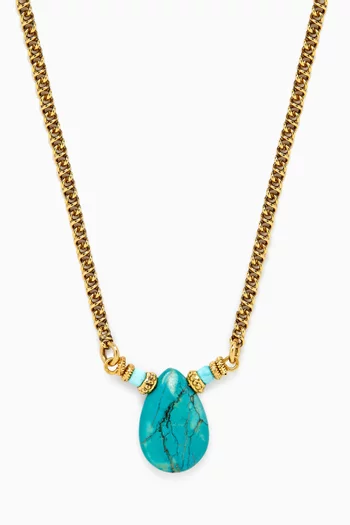 Mystique Turquoise Pendant Necklace in Gold-plated Brass