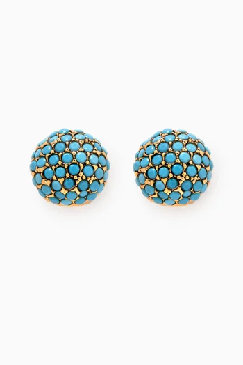 Gwen Turquoise Clip-on Earrings in Gold-plated Brass