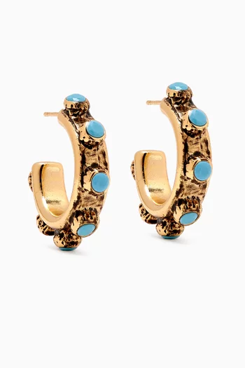 Nina Turquoise Hoop Earrings in Gold-plated Brass