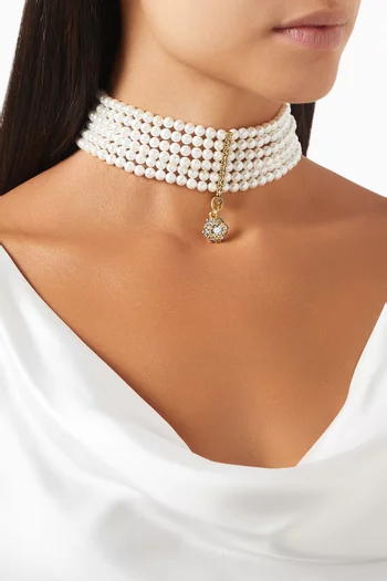 Sirius Pearl Choker Necklace in Gold-plated Brass