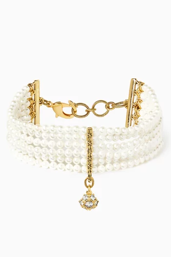 Sirius Pearl Choker Necklace in Gold-plated Brass
