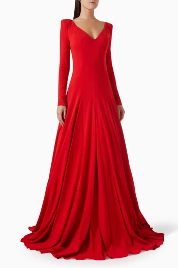 V-neck A-line Gown in Lycra