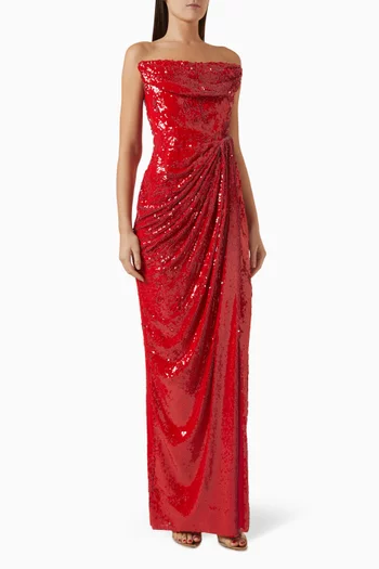 Sequin-embellished Strapless Dress