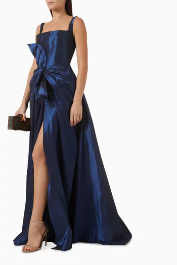 Twist-front Sleeveless Gown in Taffeta