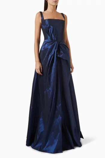 Twist-front Sleeveless Gown in Taffeta