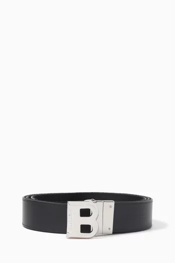 Bising Reversible Belt in Leather & Canvas