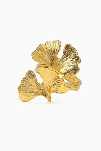Twisted Flora Petal Open Ring in 24kt Gold-plated Brass