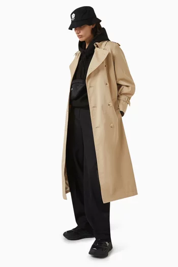 Long Kimono Trench Coat in Cotton Twill