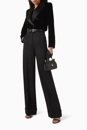 Double-breasted Crop Blazer in Virgin Wool Blend