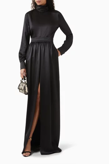 High-rise Maxi Skirt in Silk Satin
