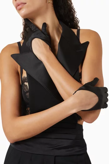 Short Gloves in Silk Satin