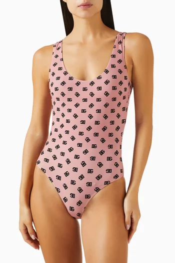 DG Logo-print Racing One-piece Swimsuit