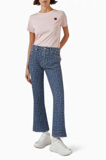 تي شيرت مطرز بزهرة بوكي قطن