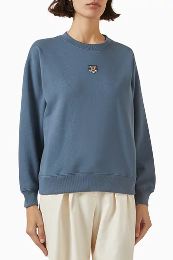 Lucky Tiger Embroidered Sweatshirt in Cotton