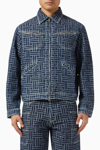 Logo Weave Trucker Jacket in Denim