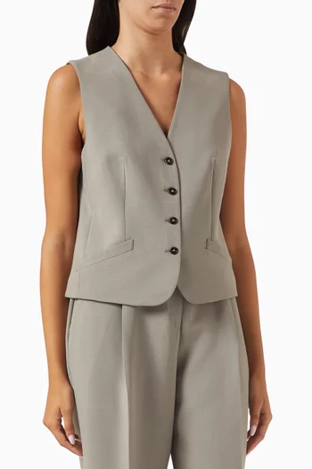 V-neck Vest in Wool Blend