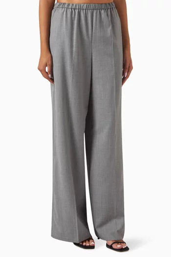 Wide-leg Elasticated Pants in Wool