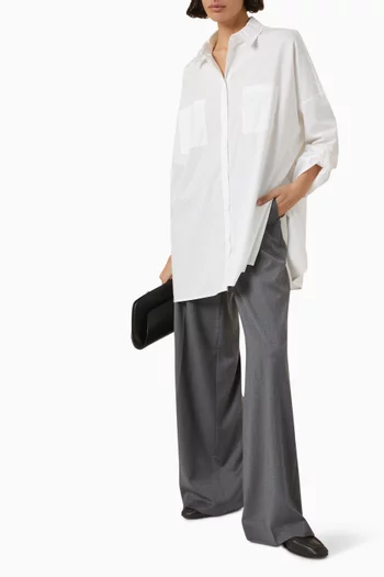 Wide-leg Elasticated Pants in Wool