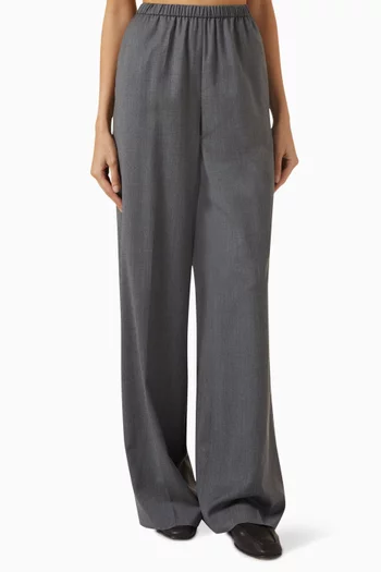 Wide-leg Elasticated Pants in Wool