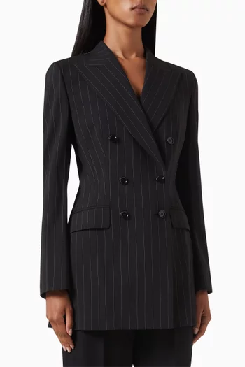 Pinstripe Blazer in Wool Blend