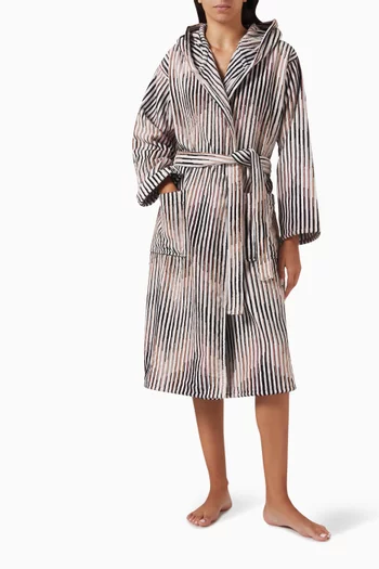 Arpeggio Hooded Bathrobe in Slub Cotton-terry