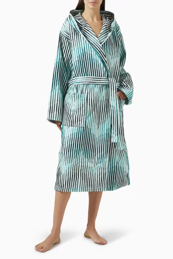 Arpeggio Hooded Bathrobe in Slub Cotton-terry