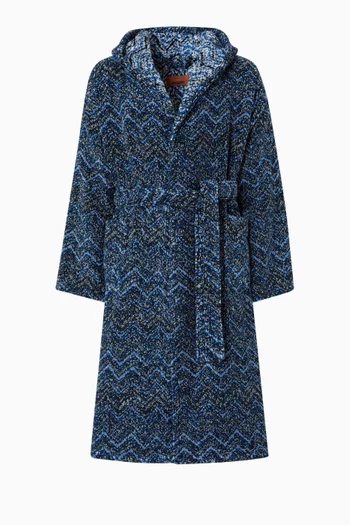 Azul Hooded Bathrobe in Cotton-terry