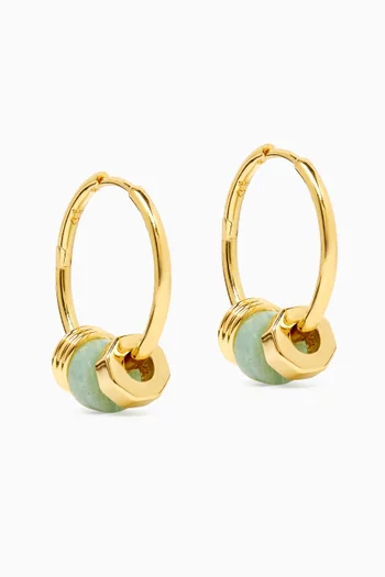 Abacus Beaded Small Charm Hoop Earrings in 18kt Recycled Gold-plated Vermeil