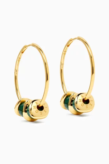 Abacus Beaded Medium Charm Hoop Earrings in 18kt Recycled Gold-plated Vermeil