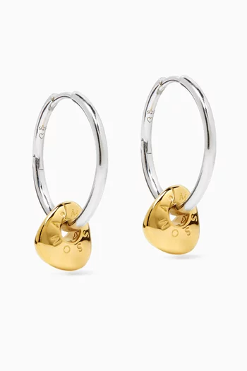 Abacus Nugget Small Charm Hoop Earrings in Rhodium & 18kt Recycled Gold-plated Vermeil