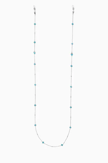 Cleo Mini Reve Turquoise & Diamond Convertible Chain Necklace in 18kt White Gold