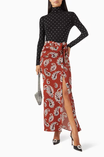 Turtleneck Long-sleeve Top in Cupro Blend