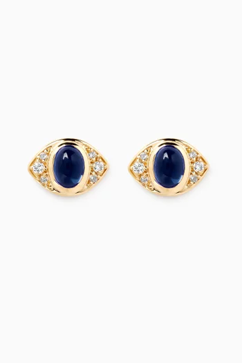 Le Bleu Bijoux Sapphire & Diamond Stud Earrings in 14kt Gold