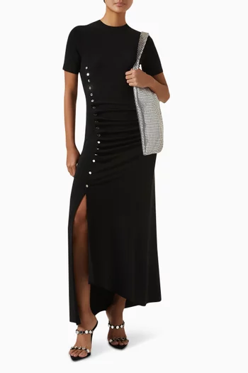 Pleated Midi Dress in Stretch Jersey