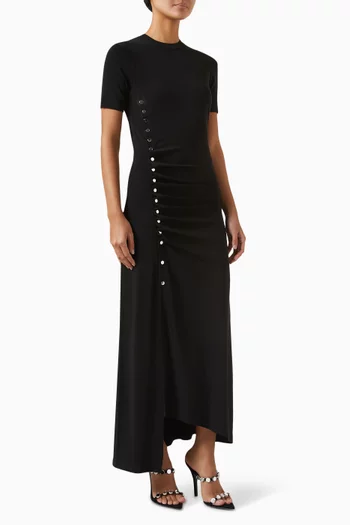 Pleated Midi Dress in Stretch Jersey