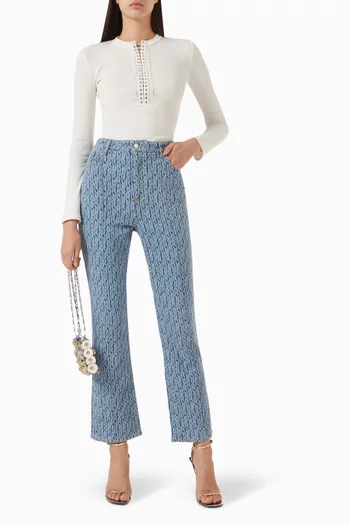 Lace-up Henley Top in Cotton Jersey