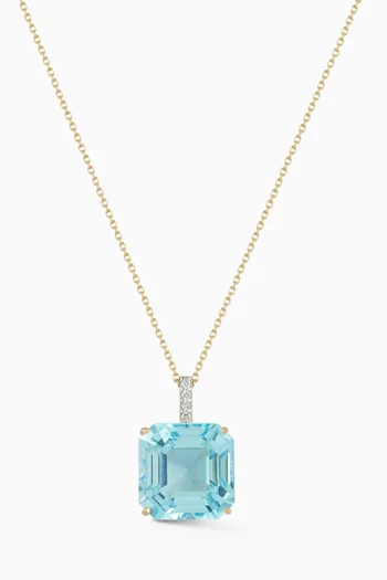 Asscher-cut Topaz & Diamond Pendant Necklace in 14kt Gold