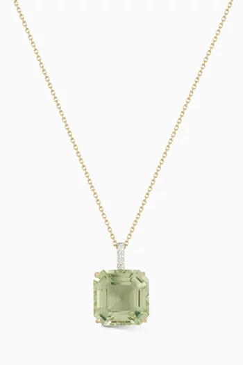 Asscher-cut Amethyst & Diamond Pendant Necklace in 14kt Gold