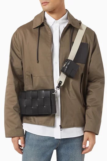 Medium Cassette Crossbody Bag in Intreccio Leather