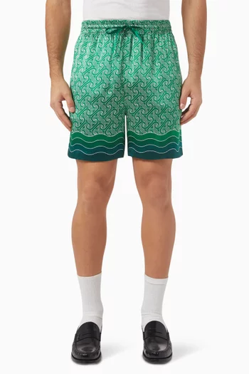 Printed Drawstring Shorts in Silk