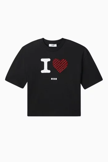 I Love MSGM Logo T-shirt in Cotton