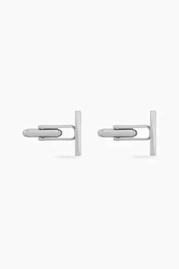 Rectangular Cufflinks in Silver-tone Brass