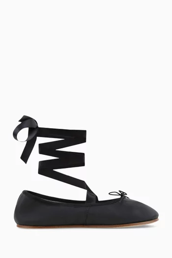 Sophia Lace-up Ballerina Flats in Nappa