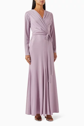 Belted V-neck Maxi Dress