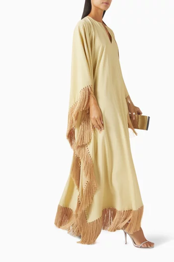 Hammamet Fringe Kaftan in Crepe-cady