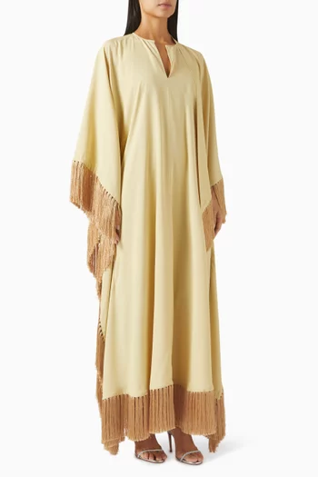 Hammamet Fringe Kaftan in Crepe-cady