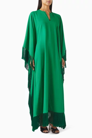 Hammamet Fringe Kaftan in Crepe-cady